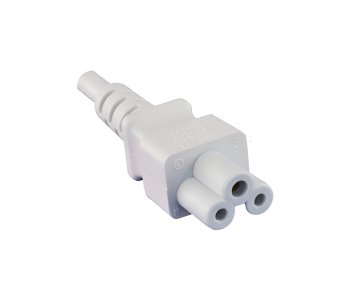 Mains cable Europe CEE 7/7 to C5, 0.75mm², CEE 7/7/IEC 60320 to C5, VDE, white, DINIC box with Euro hole, length 1.80m